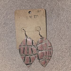 Pink and Gray Leaf Earrings